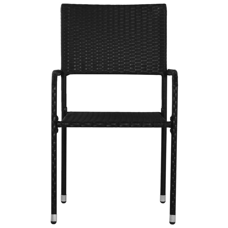 7 Piece Garden Dining Set Poly Rattan Black
