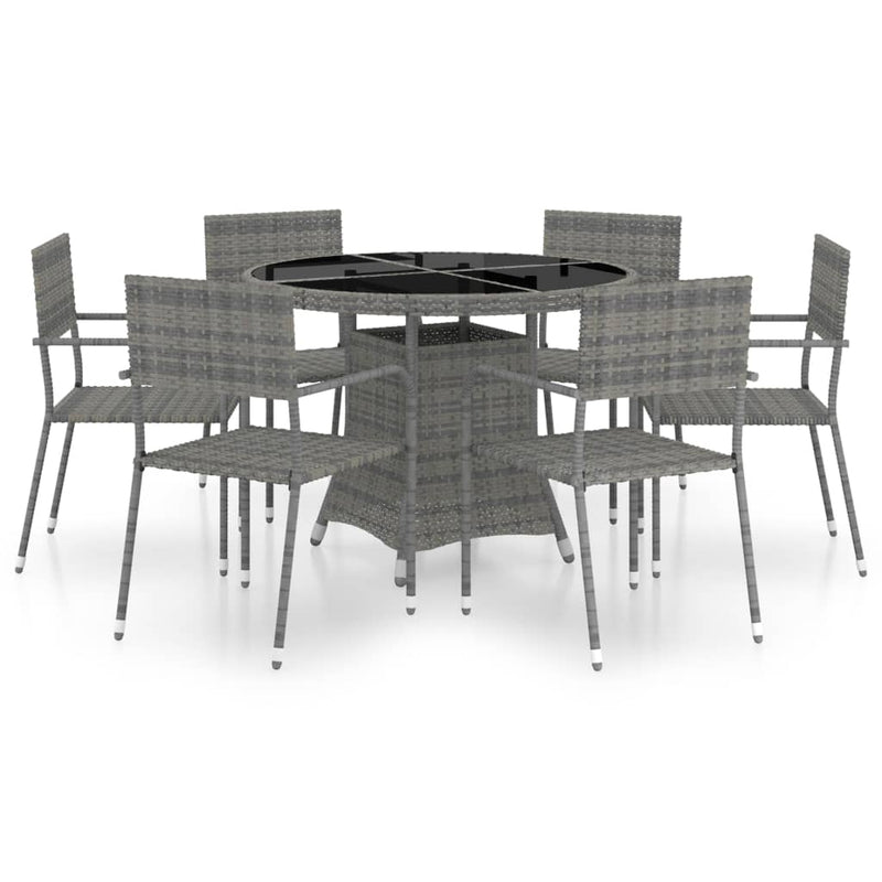 7 Piece Garden Dining Set Poly Rattan Anthracite & Grey