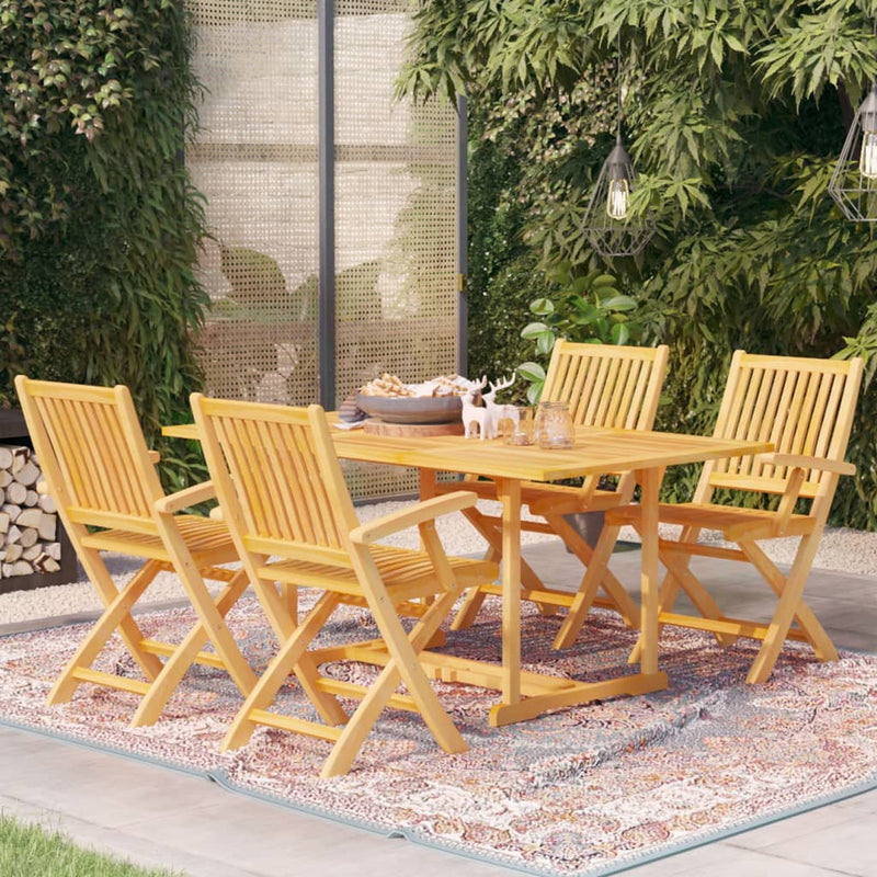 5 Piece Garden Dining Set Solid Teak Wood