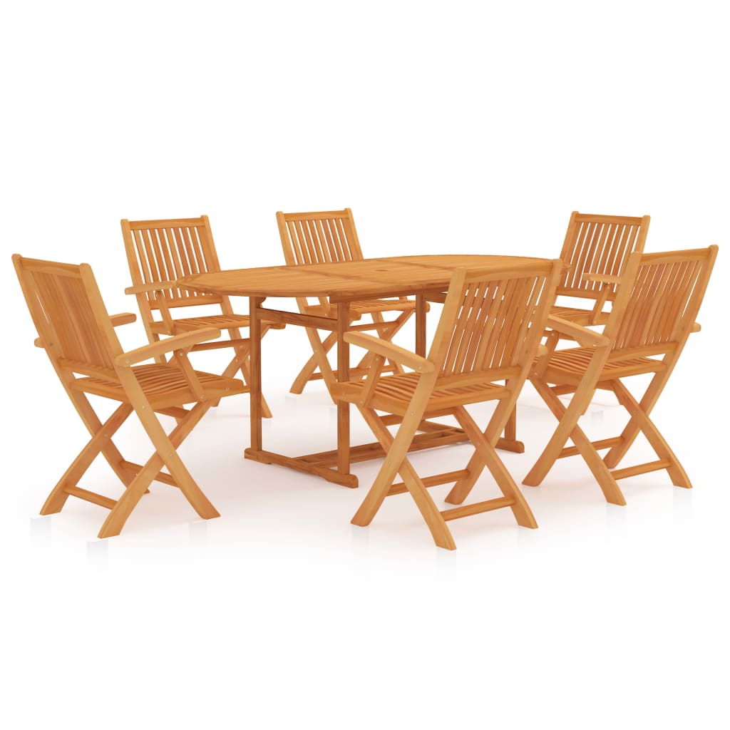 KINGTEAK Golden Teak Wood Patio Dining 7 Piece Sets, 1 Extending Table 6 Chair（Local Pick Up only）
