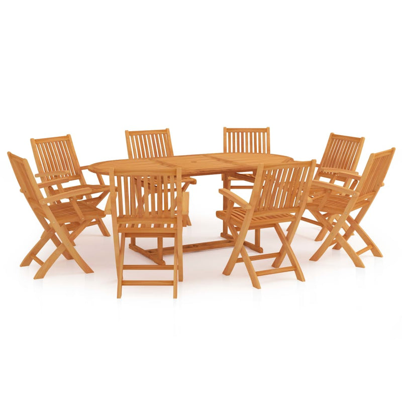 9 Piece Garden Dining Set Solid Teak Wood