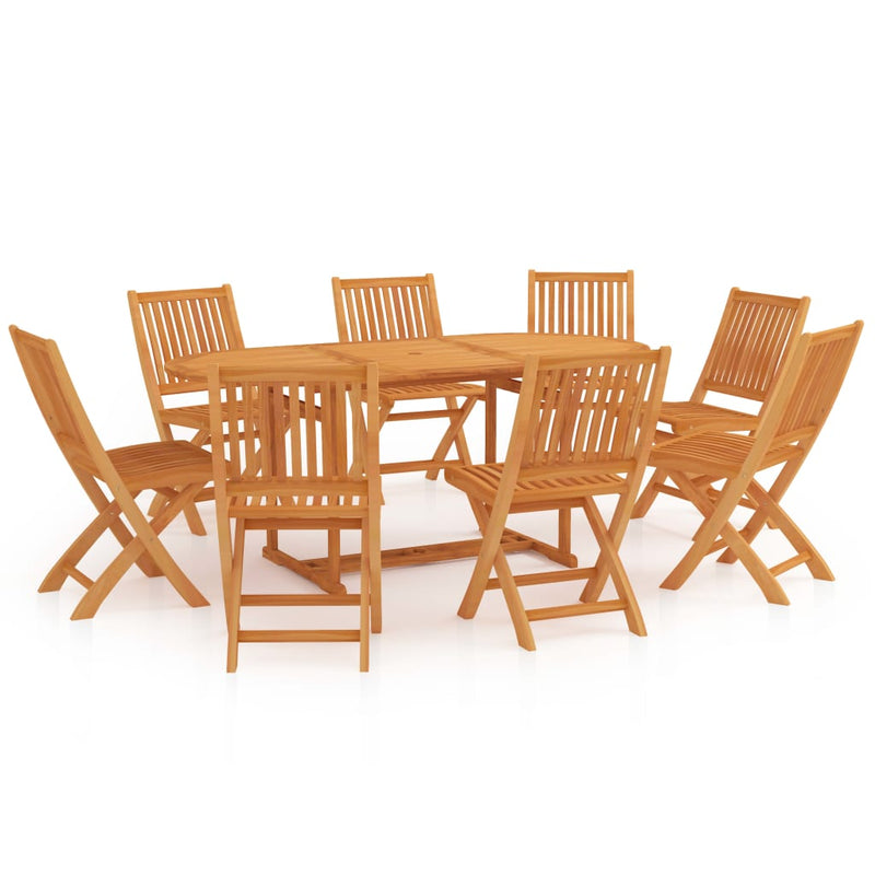 9 Piece Garden Dining Set Solid Teak Wood