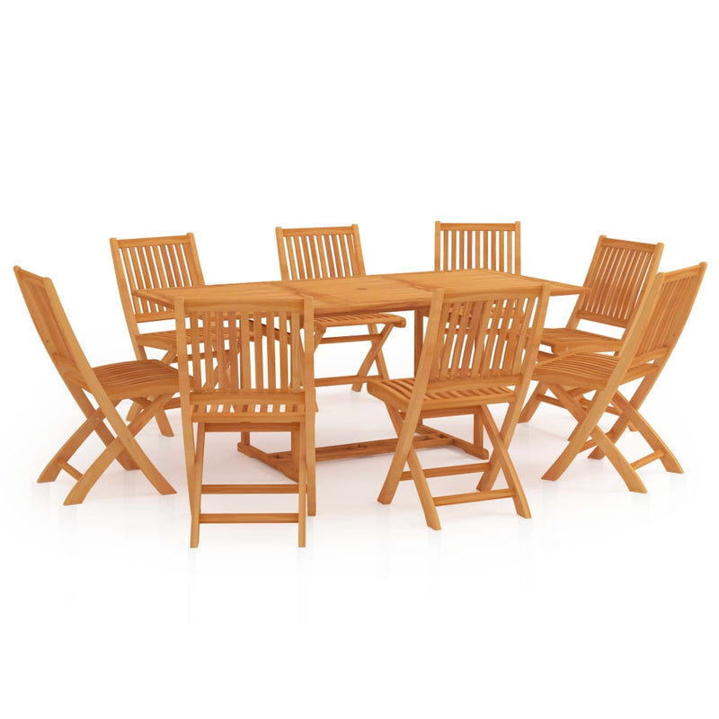 9 Piece Garden Dining Set Solid Teak Wood