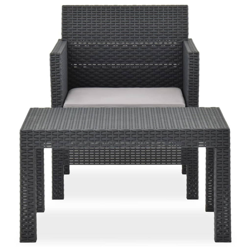 2 Piece Garden Lounge Set with Cushion PP Anthracite