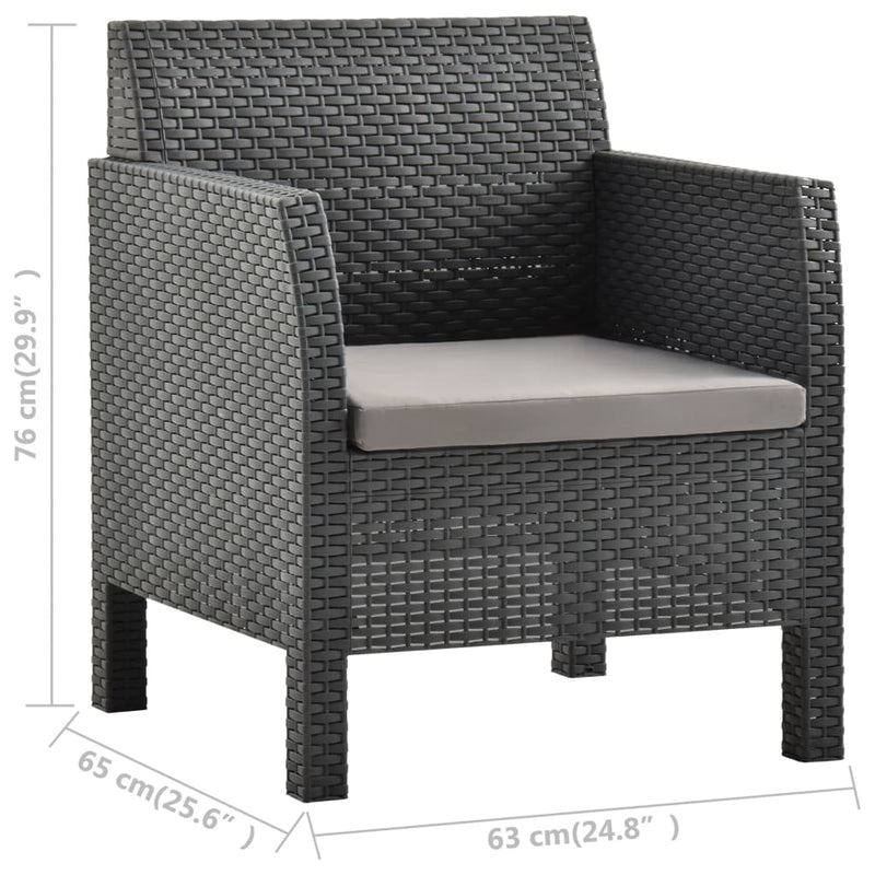 2 Piece Garden Lounge Set with Cushion PP Anthracite