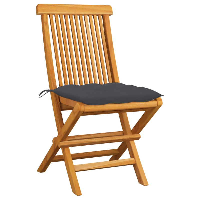 Garden Chairs with Anthracite Cushions 2 pcs Solid Teak Wood