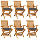 Garden Chairs with Anthracite Cushions 6 pcs Solid Teak Wood