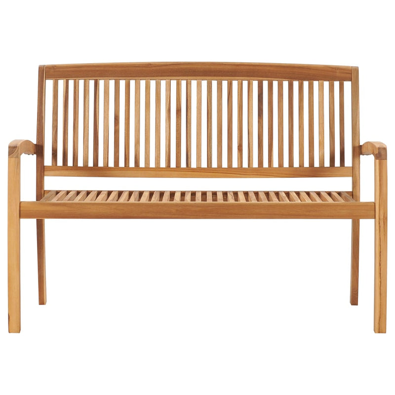 Stacking Garden Bench with Cushion 128.5 cm Solid Teak Wood