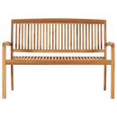 Stacking Garden Bench with Cushion 128.5 cm Solid Teak Wood