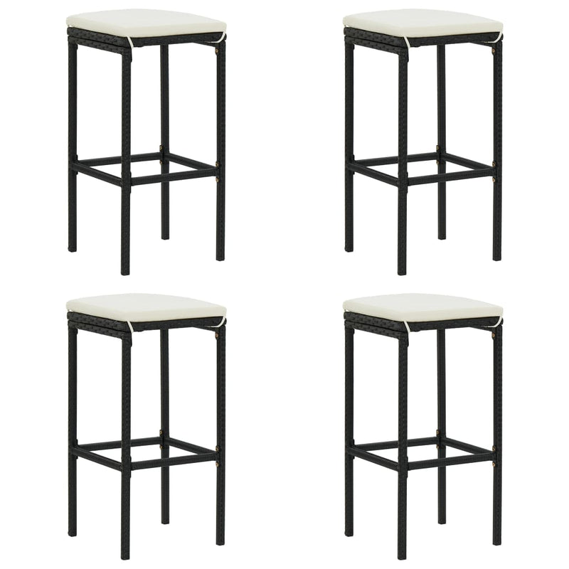 5 Piece Garden Bar Set with Cushions Poly Rattan Black
