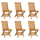 Folding Garden Chairs 6 pcs Solid Teak Wood