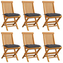 Garden Chairs with Anthracite Cushions 6 pcs Solid Teak Wood
