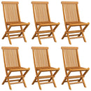 Garden Chairs with Grey Cushions 6 pcs Solid Teak Wood