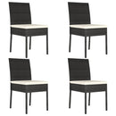 5 Piece Garden Dining Set Poly Rattan Black