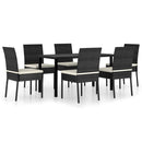 7 Piece Garden Dining Set Poly Rattan Black