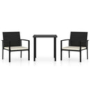 3 Piece Garden Dining Set Poly Rattan Black