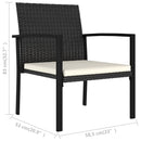 3 Piece Garden Dining Set Poly Rattan Black.