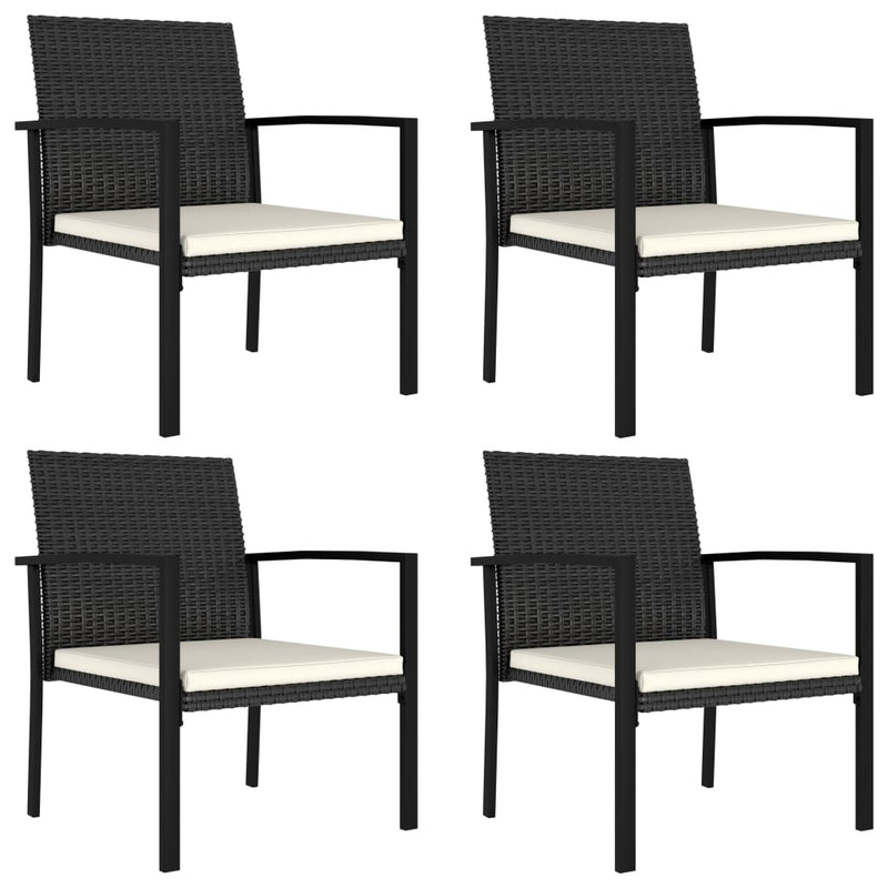 5 Piece Garden Dining Set Poly Rattan Black.