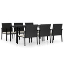 7 Piece Garden Dining Set Poly Rattan Black