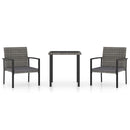 3 Piece Garden Dining Set Poly Rattan Grey
