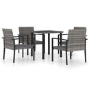 5 Piece Garden Dining Set Poly Rattan Grey
