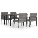 5 Piece Garden Dining Set Poly Rattan Grey