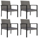 5 Piece Garden Dining Set Poly Rattan Grey