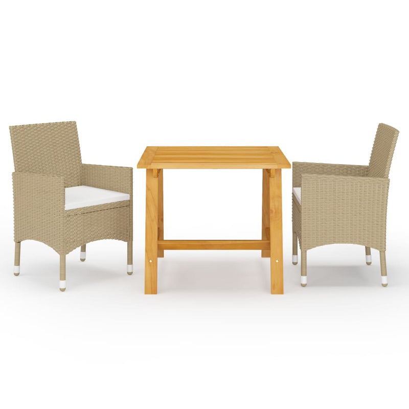 3 Piece Garden Dining Set Beige