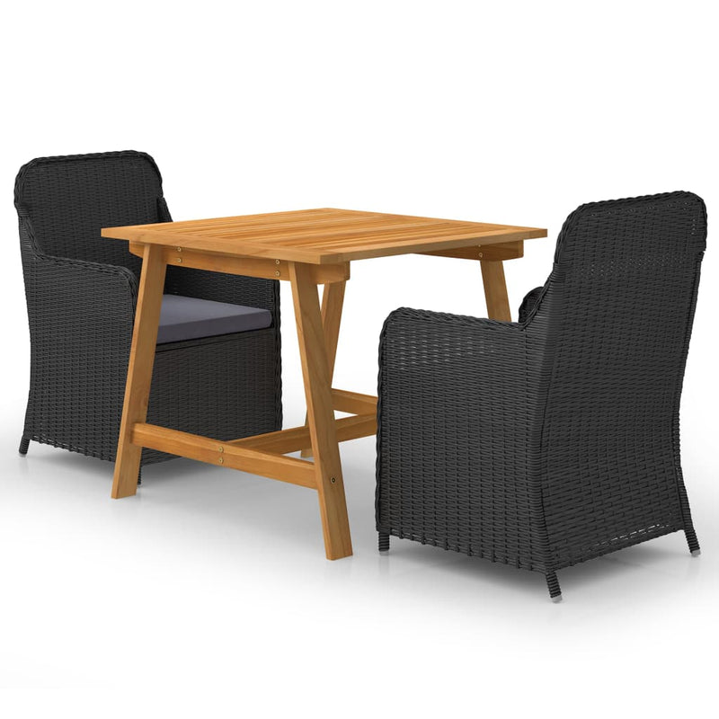 3 Piece Garden Dining Set Black