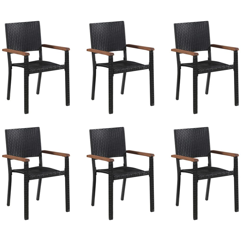 7 Piece Garden Dining Set Black