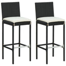 3 Piece Garden Bar Set with Cushions Black