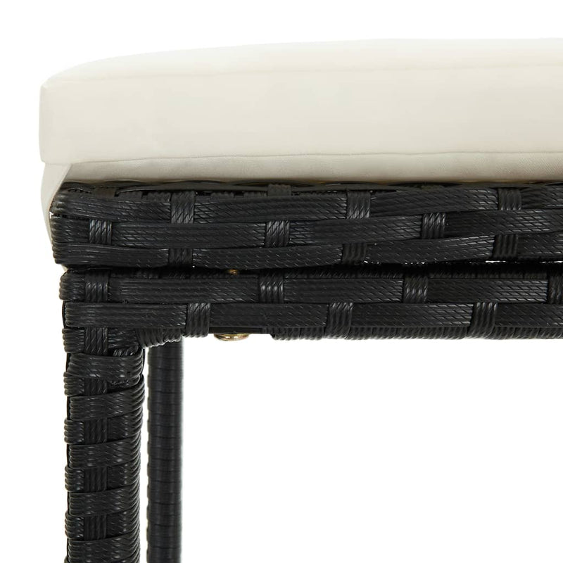 3 Piece Garden Bar Set with Cushions Black.