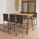 7 Piece Garden Bar Set with Cushions Black