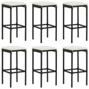 7 Piece Garden Bar Set with Cushions Black