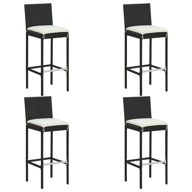 5 Piece Garden Bar Set with Cushions Black