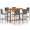 7 Piece Garden Bar Set with Cushions Grey