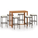 7 Piece Garden Bar Set with Cushions Brown
