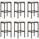 7 Piece Garden Bar Set with Cushions Brown