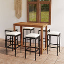 7 Piece Garden Bar Set with Cushions Black