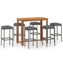 7 Piece Garden Bar Set with Cushions Grey