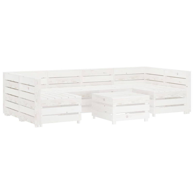 7 Piece Garden Lounge Set Pallets Wood White