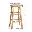 Beech Wood Bar Stools (Set of 2) - Natural