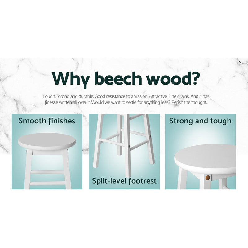 Beech Wood Bar Stools (Set of 2) - White