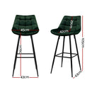 Korova Velvet Barstools (Set of 2) - Green