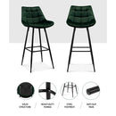 Korova Velvet Barstools (Set of 2) - Green