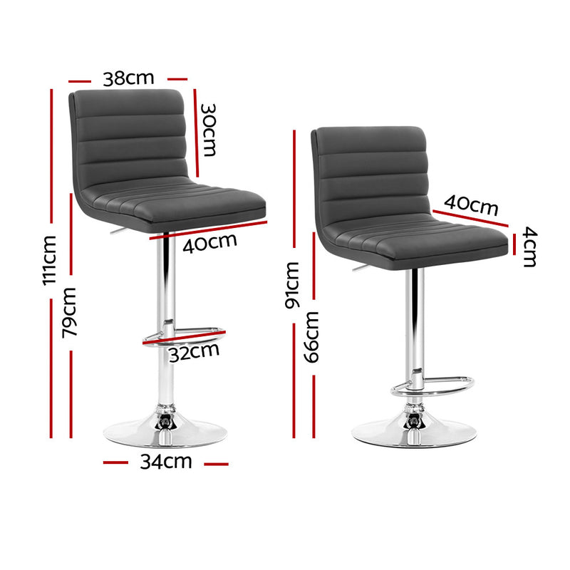 Jenna PU Barstools (Set of 2) - Grey