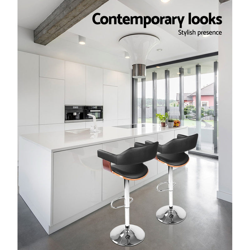 Larsen PU Barstools (Set of 2) - Black