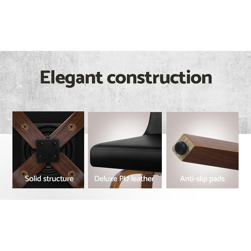 Lander PU Barstools (Set of 2) - Walnut Black