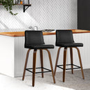 Lander PU Barstools (Set of 2) - Walnut Black