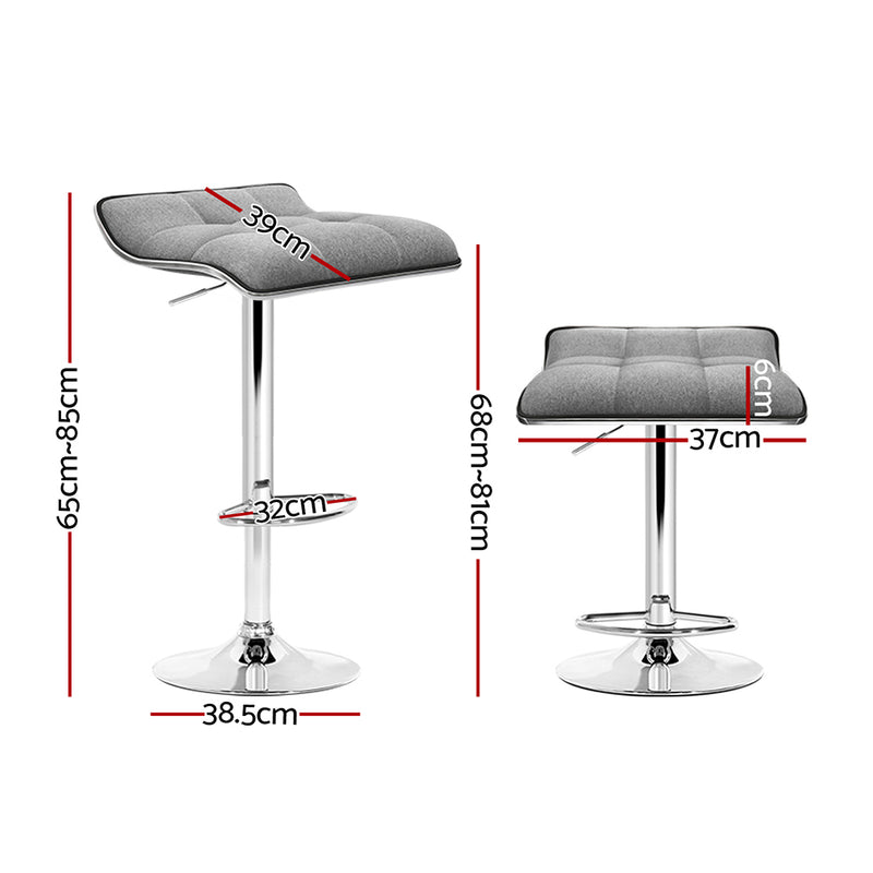 Bruca Fabric Barstools (Set of 2) - Grey